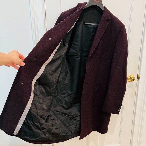 NWOT HUGO BOSS Sharp Look Soft Cashmere Wool Overcoat Size 42R - Picture 4 of 16